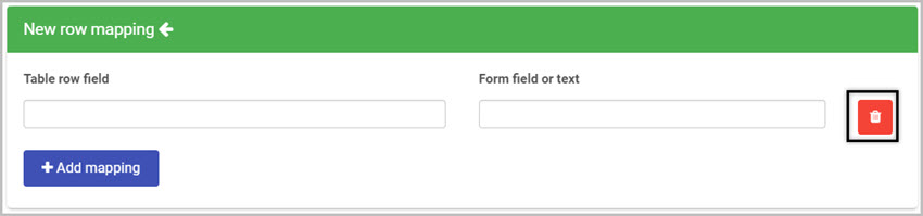 Add table row - delete mapping