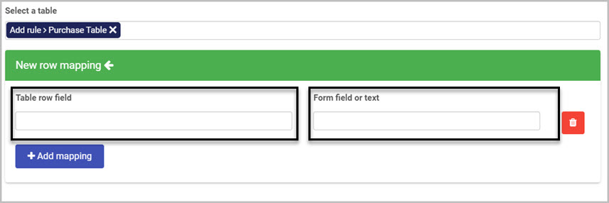 Add table row - mapping