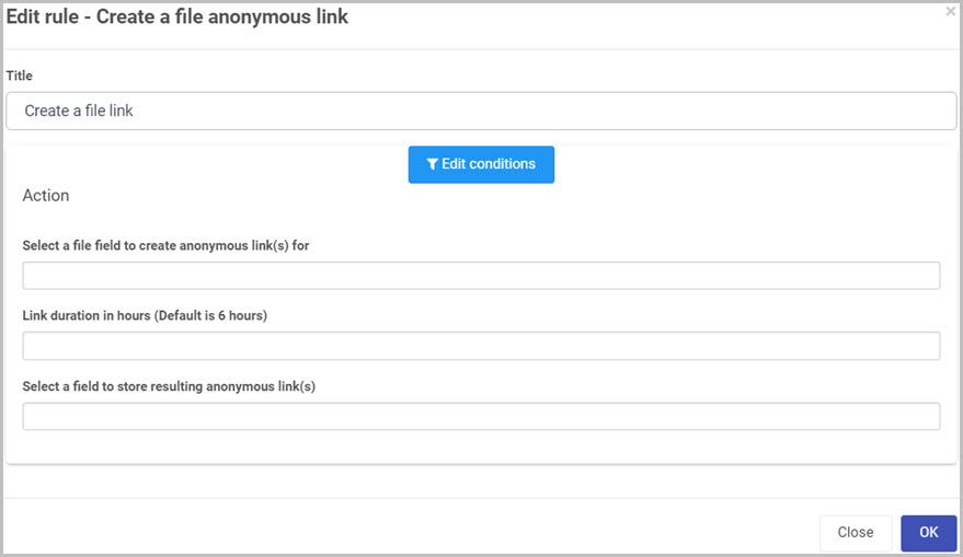 Edit rule -Create a file anonymous link