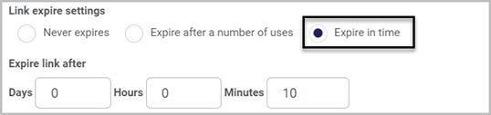 Link expire settings - time