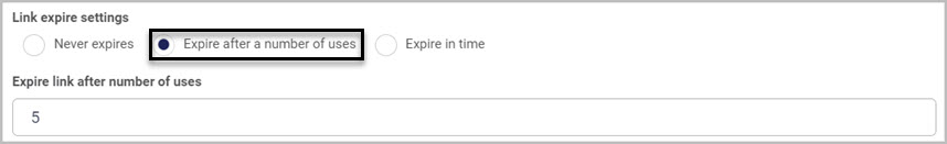 Link expire settings - number of uses