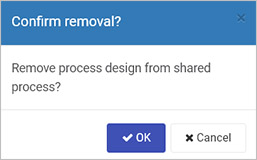 Confirm removal of selected shared process