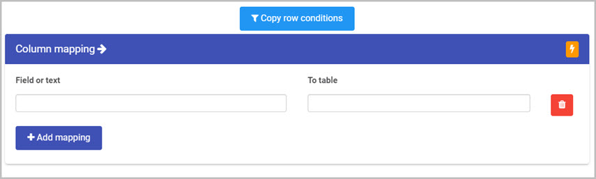 Copy row mapping