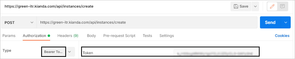 Create instance example