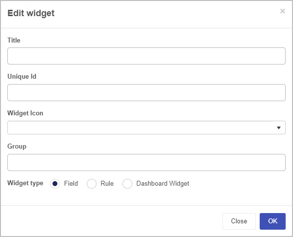 Edit widget dialog box