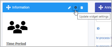 Dashboard Update widget settings button