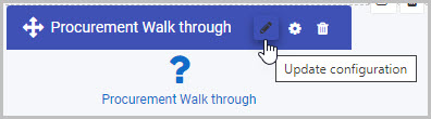 Select Dashboard Walkthrough widget Update configuration button