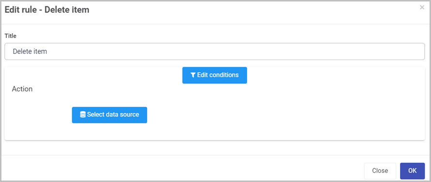 Edit rule - Delete item dialog box