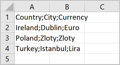 Semicolon separated csv file