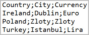 Semicolon separated csv file