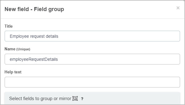 Field group edit dialog box