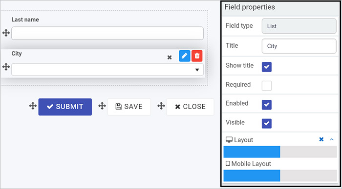 Field properties for the field ‘City’