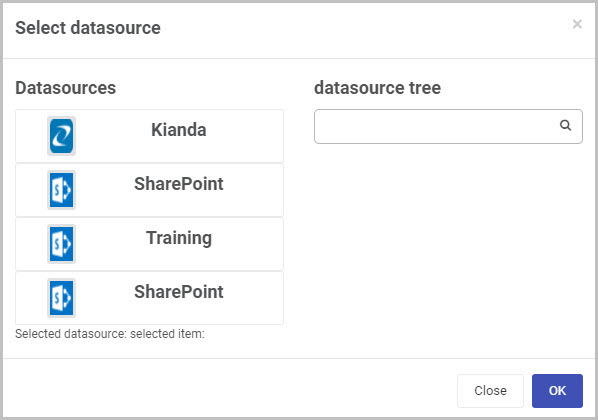 Select datasource dialog box