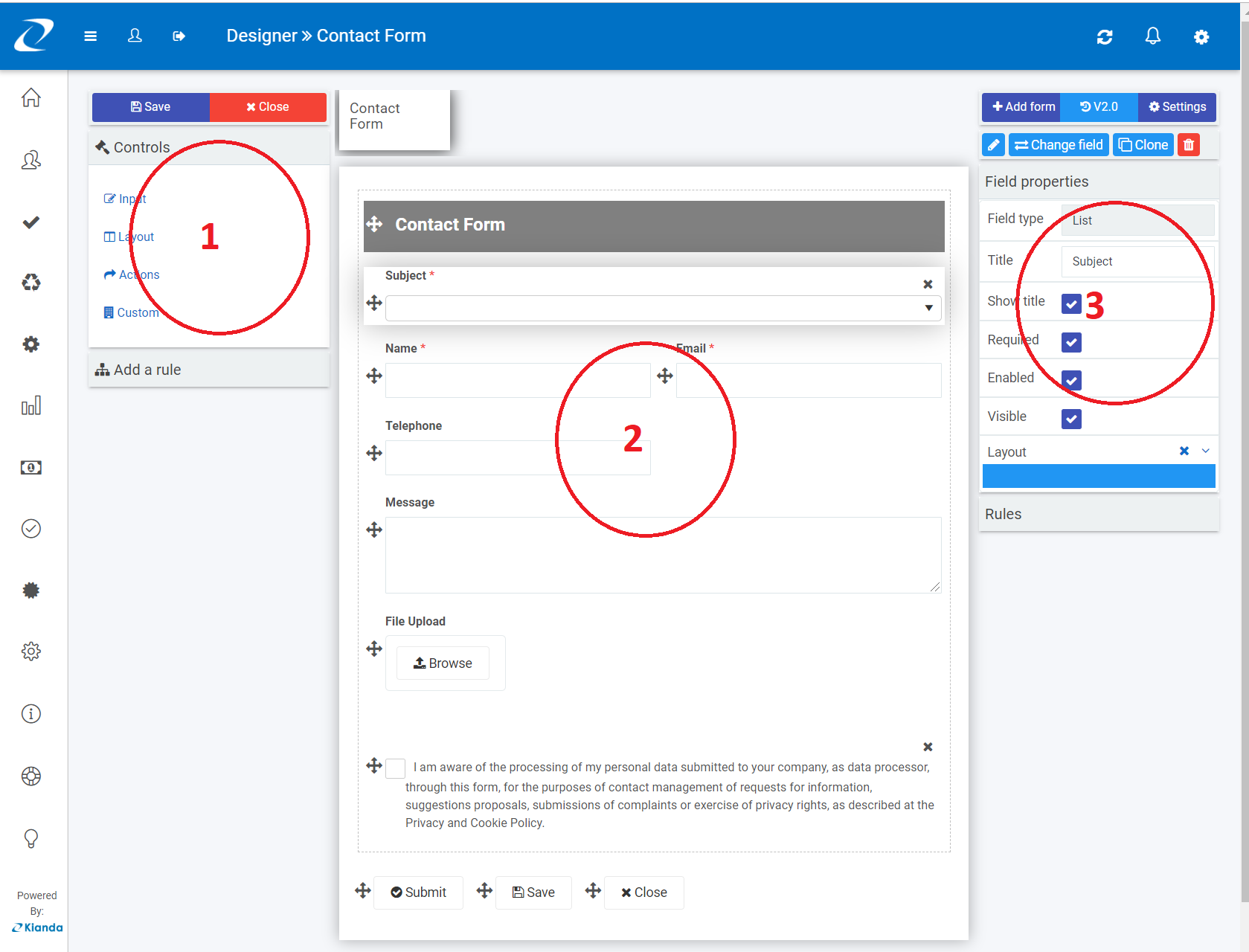 Form designer components