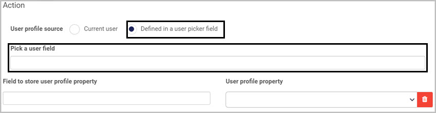 Selecting the user picker field option