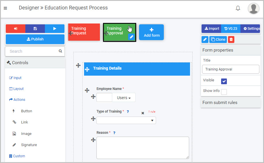 Select form to insert an Image field