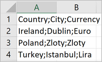 CSV file - excel