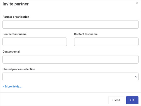 Invite partner dialog box