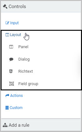 Layout fields menu