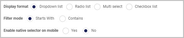 Dropdown list display format