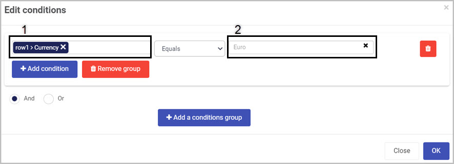 Copy row mapping