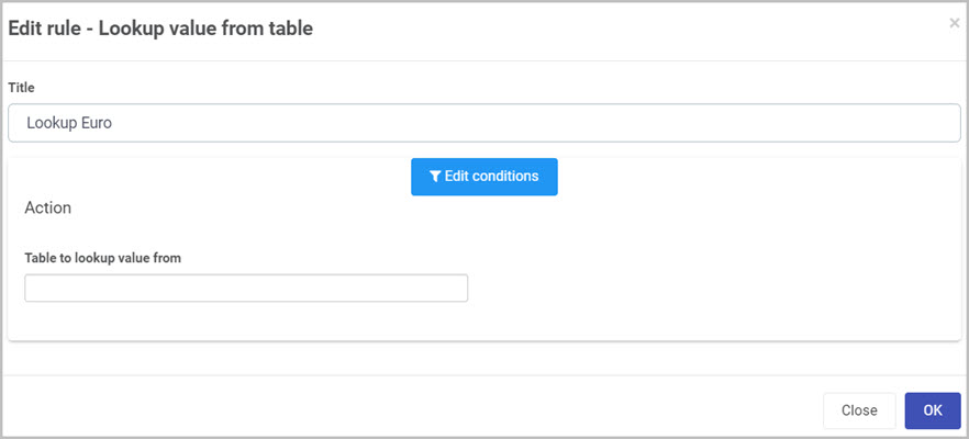 Edit rule - Lookup value from table