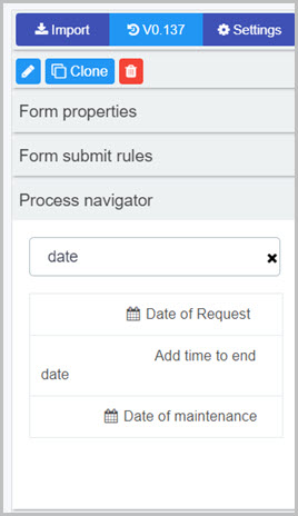 Search function of the process navigator