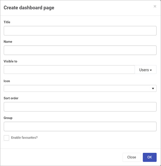 Create dashboard page