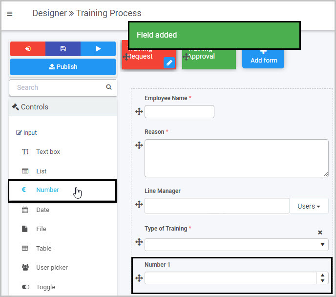 Number field added