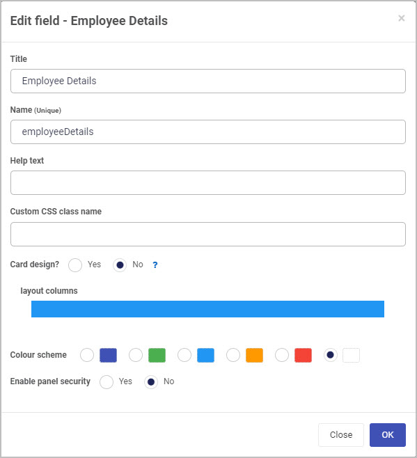 Edit Panel dialog box