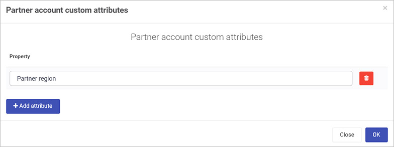 Partner account custom attributes