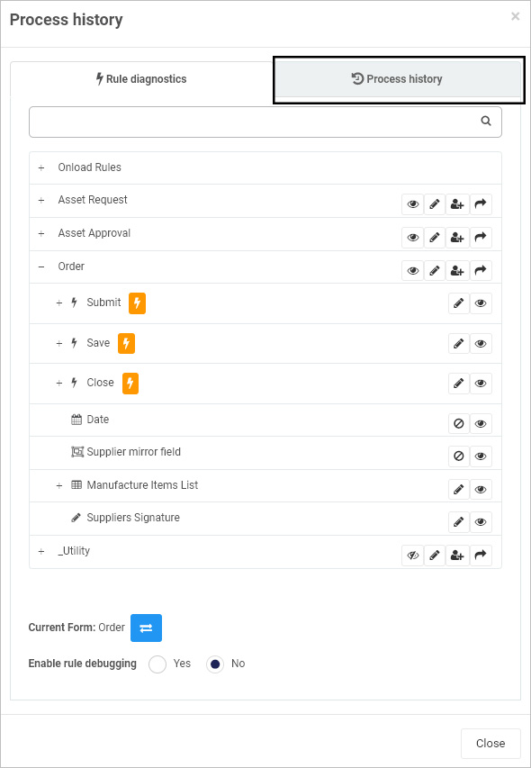 Process history view