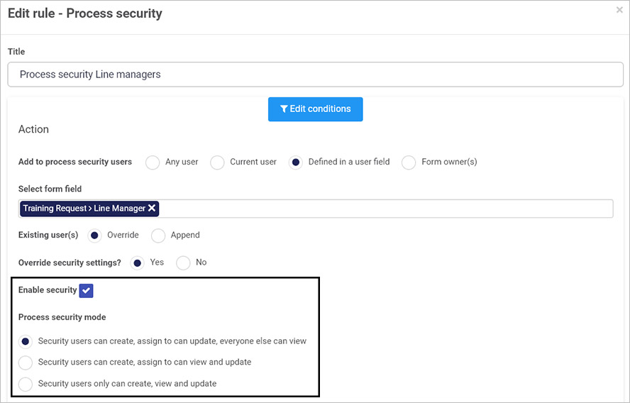 Process security enabled security example