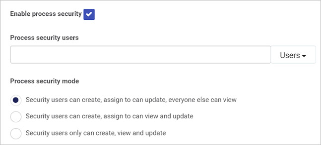 Process security settings