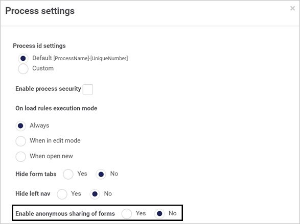 Process settings