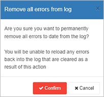Remove all errors from log dialog box