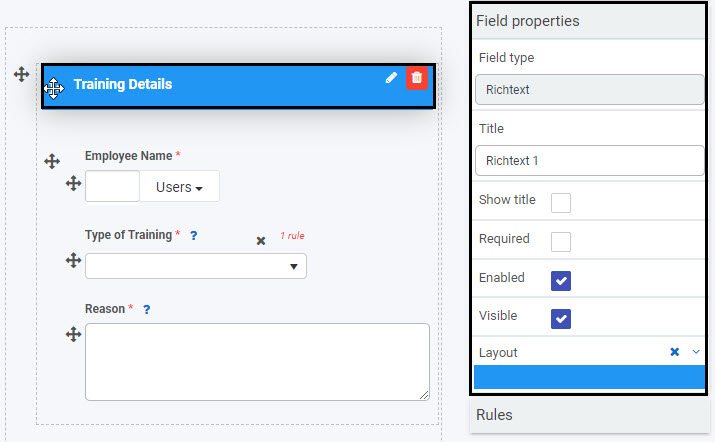 Richtext field properties