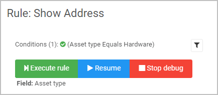 Rule debugger modal dialog within rule diagnostics