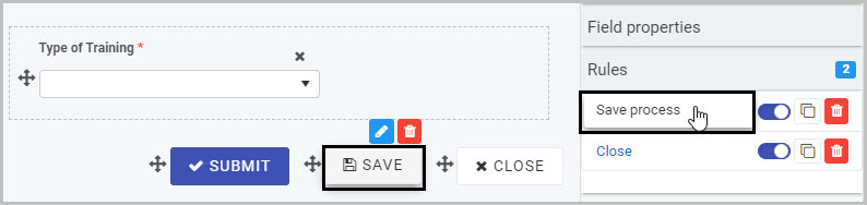 Selecting Save Process rule