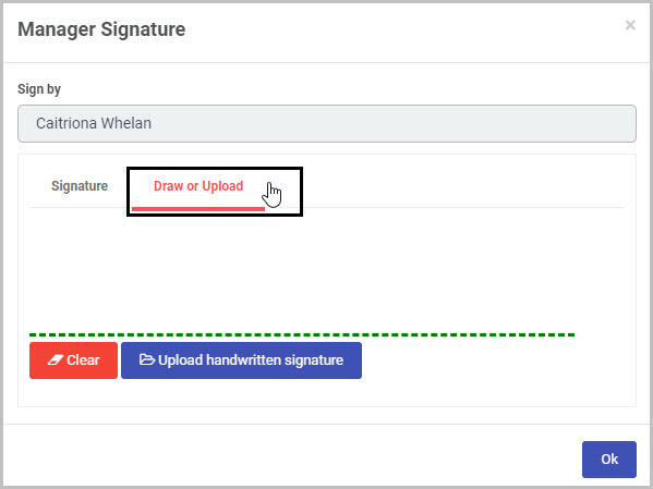 Signature Draw or Upload option