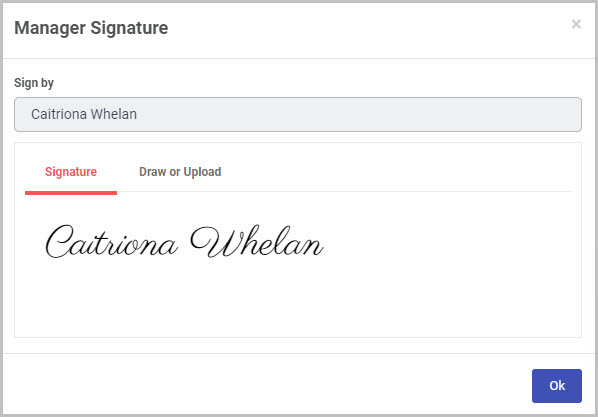 Signature preview dialog box