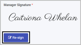 Re-sign button showing after completing Signature field