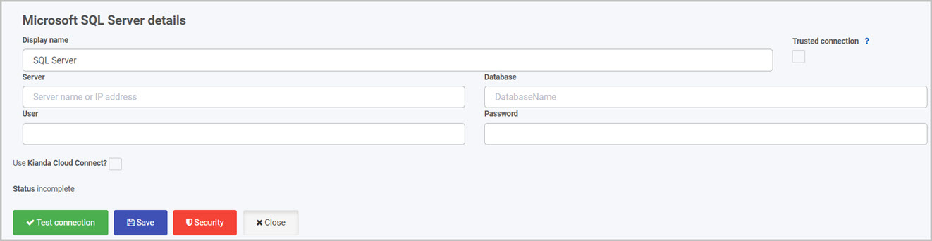SQL Server details page