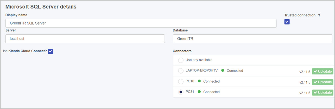 Test connection for REST Service