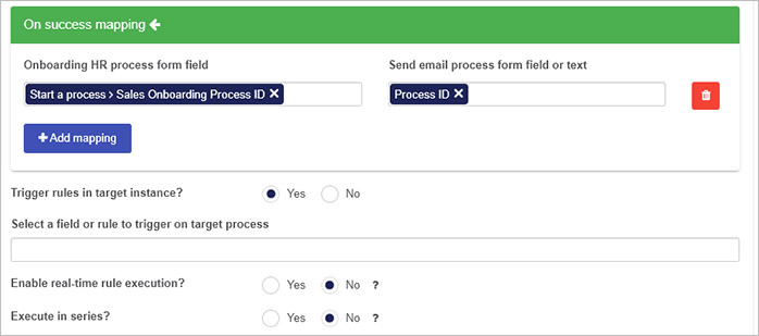 On success mapping options