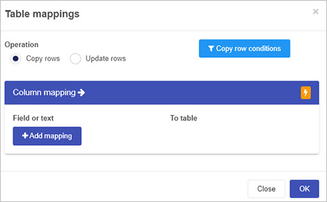 Table mappings dialog box