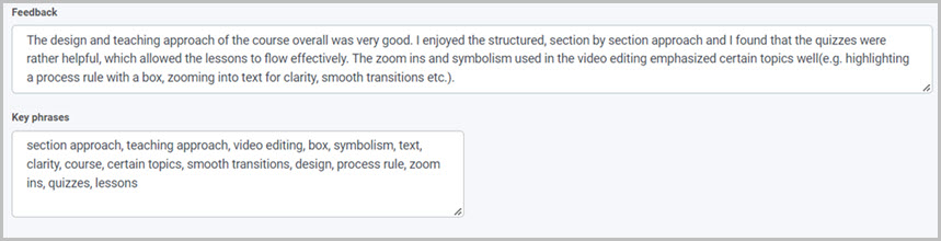 key phrases example feedback and result