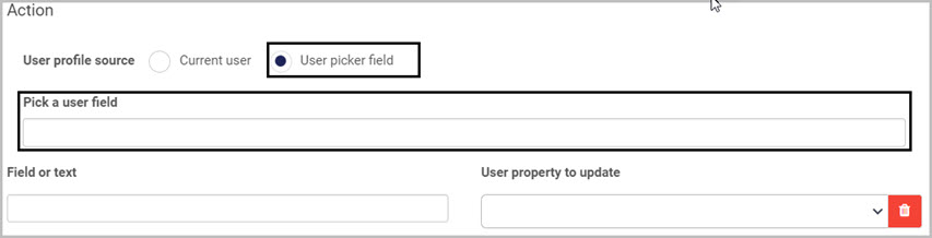 Selecting the user picker field option