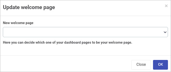 Update welcome page dialog box