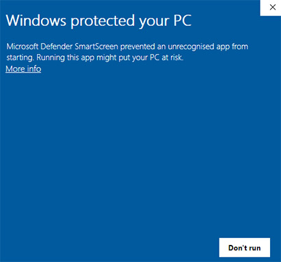 Windows Defender message